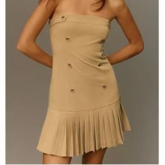 Anthropologie Strapless Pleated Mini Dress - Picture 1 of 5